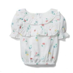 Jack & Janie Girl's Ditsy Floral Puff Sleeve Spring Poplin White Top 6